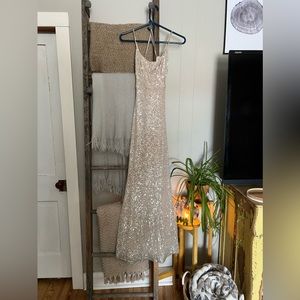 Windsor Gold Sequin Full-Length Sheath Dress, Sz S